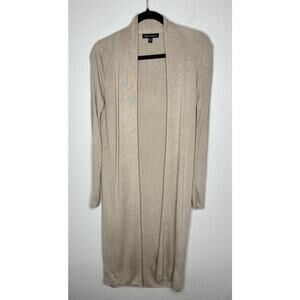 Banana Republic Cream Silk Cashmere Blend Long Cardigan Ribbed Open Front XXS